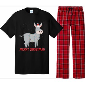 Cute Donkey Christmas Tree Lights Xmas Holidays Funny Gift Pajama Set