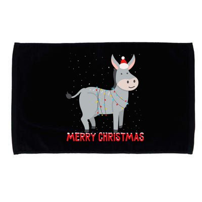 Cute Donkey Christmas Tree Lights Xmas Holidays Funny Gift Microfiber Hand Towel