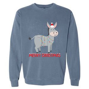 Cute Donkey Christmas Tree Lights Xmas Holidays Funny Gift Garment-Dyed Sweatshirt