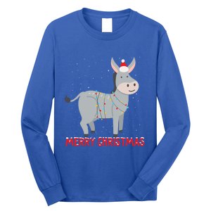 Cute Donkey Christmas Tree Lights Xmas Holidays Funny Gift Long Sleeve Shirt