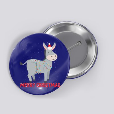 Cute Donkey Christmas Tree Lights Xmas Holidays Funny Gift Button