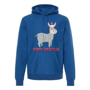 Cute Donkey Christmas Tree Lights Xmas Holidays Funny Gift Premium Hoodie