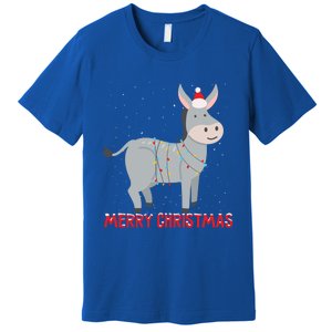 Cute Donkey Christmas Tree Lights Xmas Holidays Funny Gift Premium T-Shirt