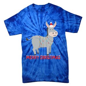 Cute Donkey Christmas Tree Lights Xmas Holidays Funny Gift Tie-Dye T-Shirt