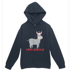 Cute Donkey Christmas Tree Lights Xmas Holidays Funny Gift Urban Pullover Hoodie