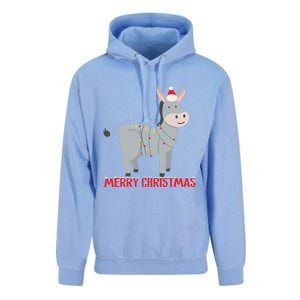 Cute Donkey Christmas Tree Lights Xmas Holidays Funny Gift Unisex Surf Hoodie