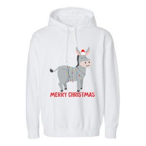 Cute Donkey Christmas Tree Lights Xmas Holidays Funny Gift Garment-Dyed Fleece Hoodie