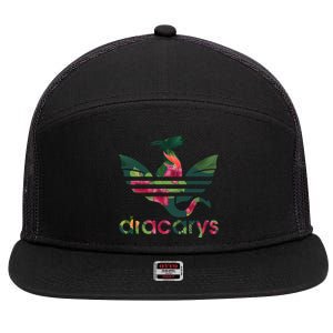 Cool Dracarys Dragon With Stripes 7 Panel Mesh Trucker Snapback Hat