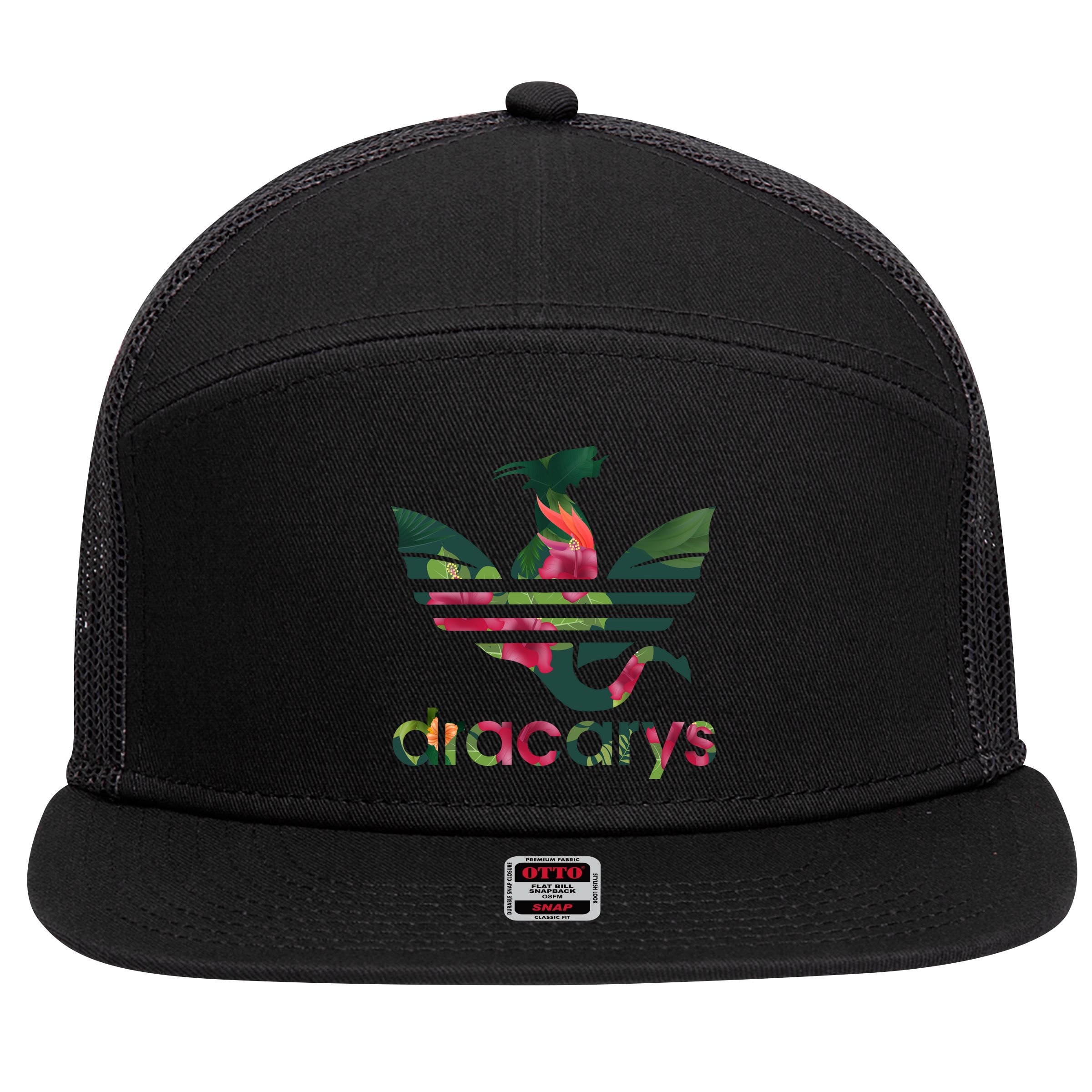 Cool Dracarys Dragon With Stripes 7 Panel Mesh Trucker Snapback Hat