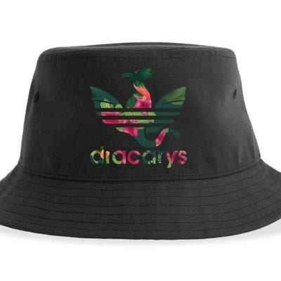 Cool Dracarys Dragon With Stripes Sustainable Bucket Hat