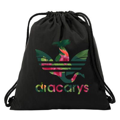 Cool Dracarys Dragon With Stripes Drawstring Bag