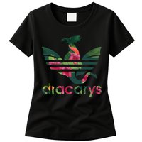 Cool Dracarys Dragon With Stripes Womens T-Shirt