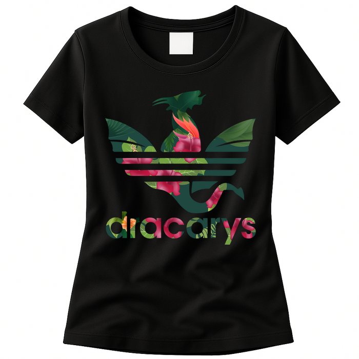 Cool Dracarys Dragon With Stripes Womens T-Shirt