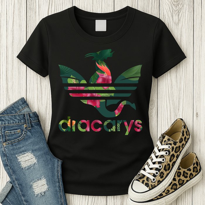 Cool Dracarys Dragon With Stripes Womens T-Shirt