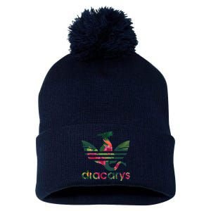 Cool Dracarys Dragon With Stripes Pom Pom 12in Knit Beanie