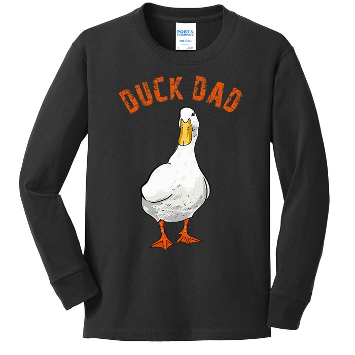 Cute Duck Dad Lover Illustration Gift Duck Owner Gifts Kids Long Sleeve Shirt