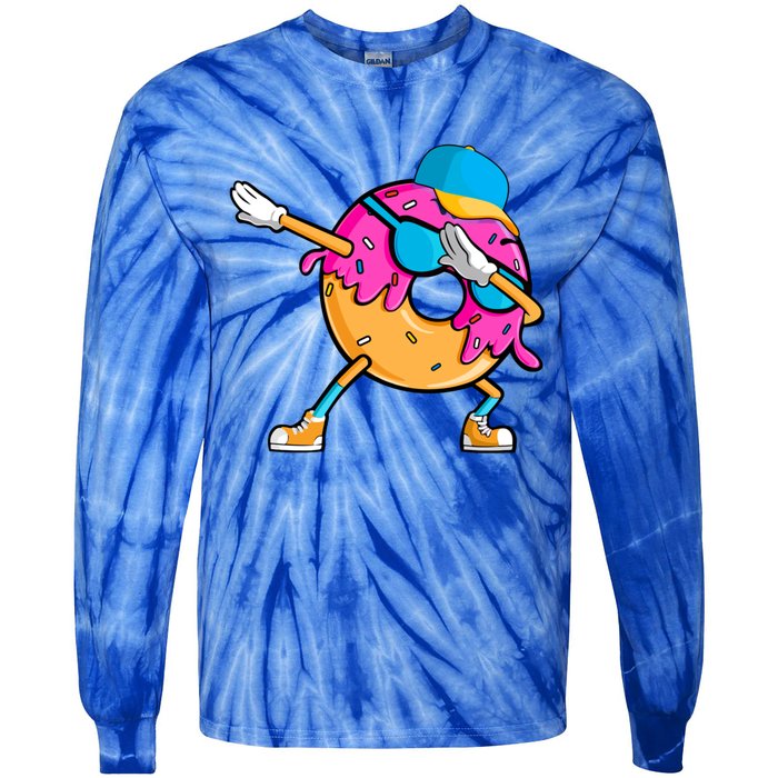 Cute Dabbing Donut Baking Chef Baker Doughnut Day Squad Crew Gift Tie-Dye Long Sleeve Shirt