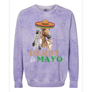 Cinco De Derby Gift Mexican Kentucky Horse Race Meaningful Gift Colorblast Crewneck Sweatshirt