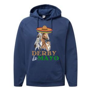 Cinco De Derby Gift Mexican Kentucky Horse Race Meaningful Gift Performance Fleece Hoodie