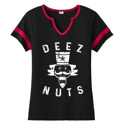 Crazy Dog Deez Nuts Funny Ladies Halftime Notch Neck Tee