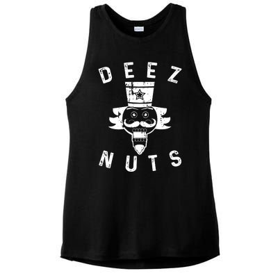 Crazy Dog Deez Nuts Funny Ladies PosiCharge Tri-Blend Wicking Tank