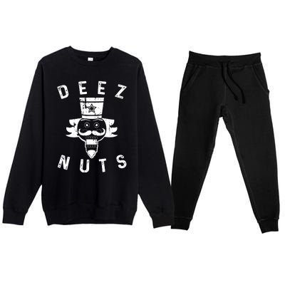 Crazy Dog Deez Nuts Funny Premium Crewneck Sweatsuit Set