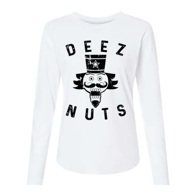 Crazy Dog Deez Nuts Funny Womens Cotton Relaxed Long Sleeve T-Shirt