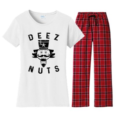 Crazy Dog Deez Nuts Funny Women's Flannel Pajama Set