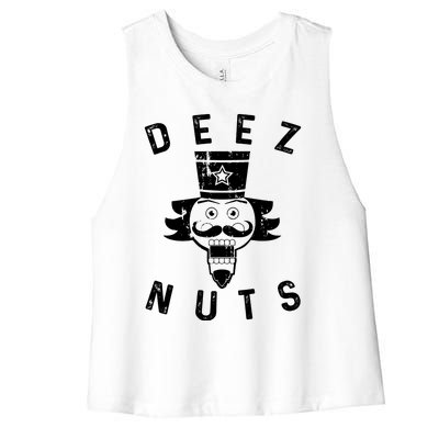 Crazy Dog Deez Nuts Funny Women's Racerback Cropped Tank