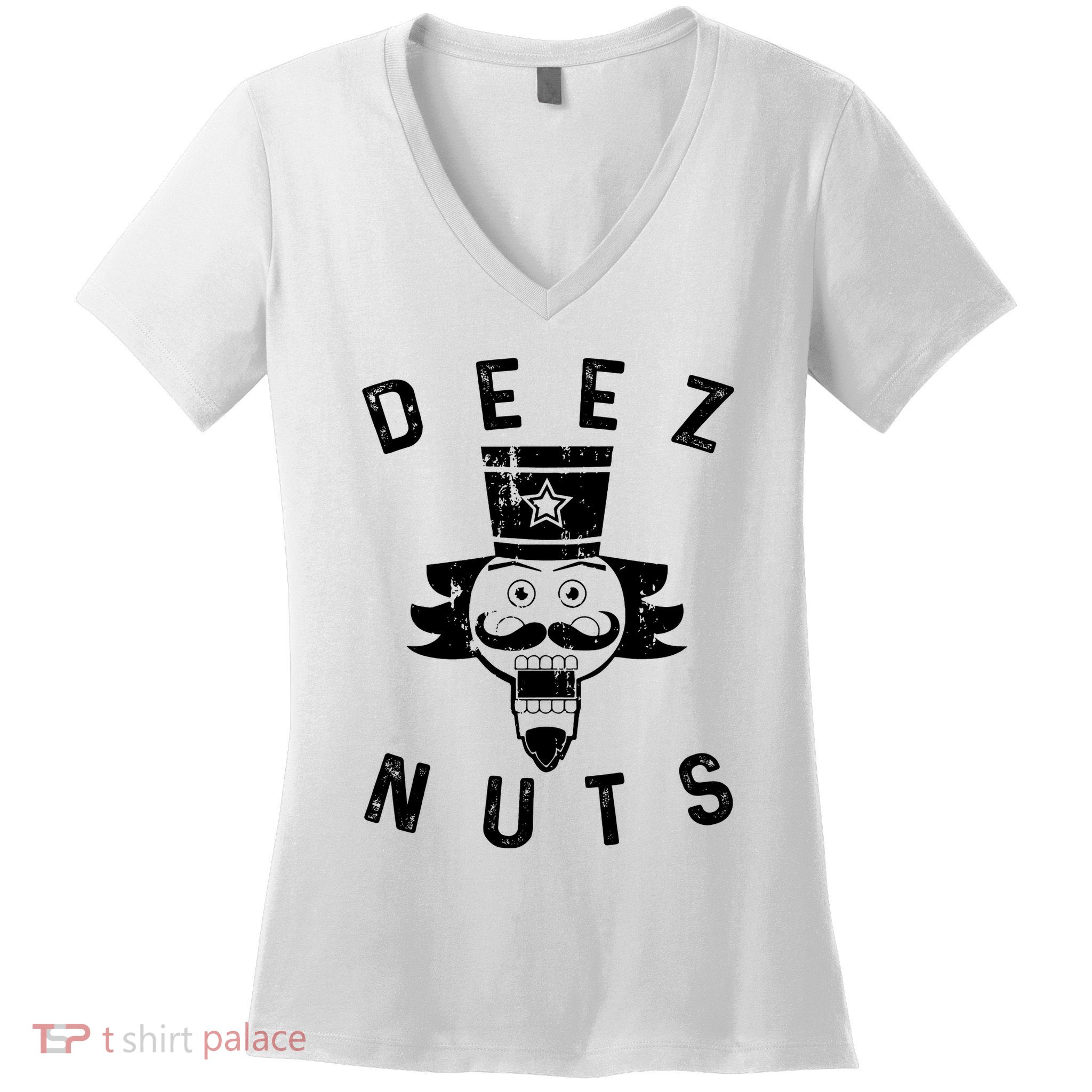 Crazy Dog Deez Nuts Funny Women's V-Neck T-Shirt