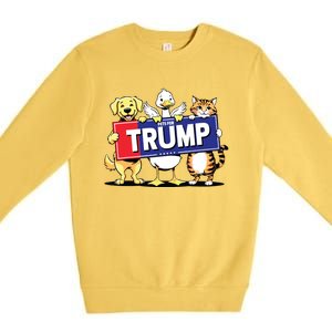 Cat Duck Dog Pets For Trump Premium Crewneck Sweatshirt