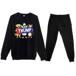 Cat Duck Dog Pets For Trump Premium Crewneck Sweatsuit Set