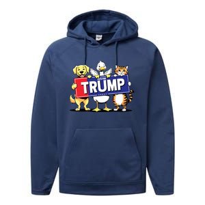 Cat Duck Dog Pets For Trump Performance Fleece Hoodie