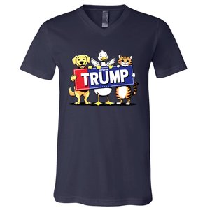 Cat Duck Dog Pets For Trump V-Neck T-Shirt