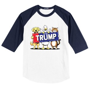 Cat Duck Dog Pets For Trump Baseball Sleeve Shirt