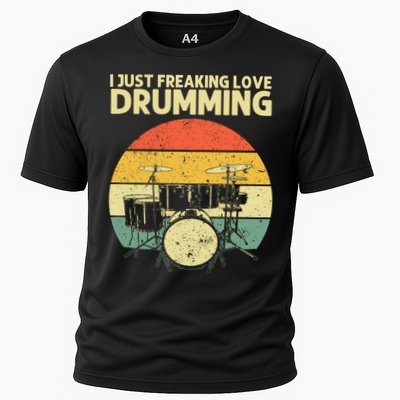 Cool Drummer Drums Percussion Drumming Music Cooling Performance Crew T-Shirt