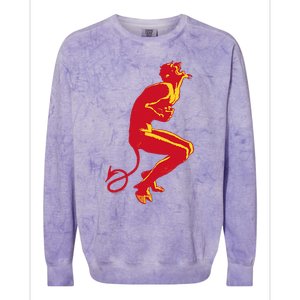 Cool Devil Devil Laughing In Red And Yellow Colorblast Crewneck Sweatshirt