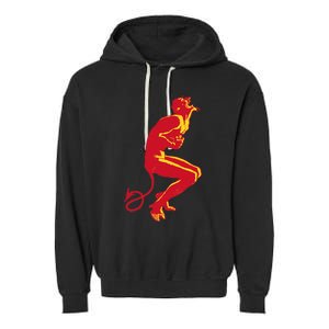 Cool Devil Devil Laughing In Red And Yellow Garment-Dyed Fleece Hoodie