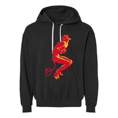 Cool Devil Devil Laughing In Red And Yellow Garment-Dyed Fleece Hoodie