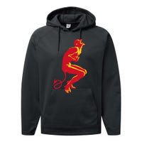 Cool Devil Devil Laughing In Red And Yellow Performance Fleece Hoodie