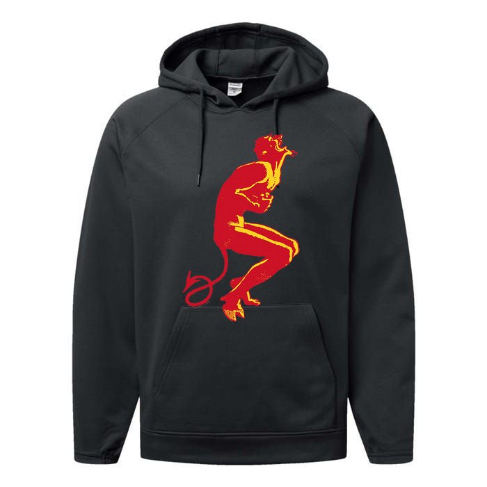 Cool Devil Devil Laughing In Red And Yellow Performance Fleece Hoodie