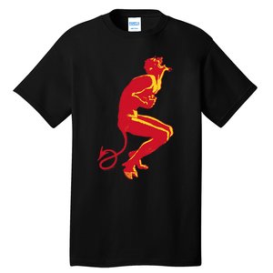 Cool Devil Devil Laughing In Red And Yellow Tall T-Shirt