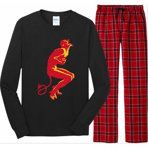 Cool Devil Devil Laughing In Red And Yellow Long Sleeve Pajama Set