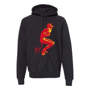 Cool Devil Devil Laughing In Red And Yellow Premium Hoodie