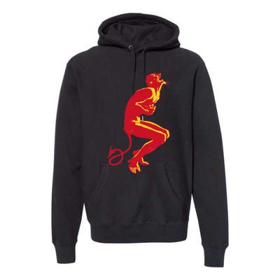 Cool Devil Devil Laughing In Red And Yellow Premium Hoodie