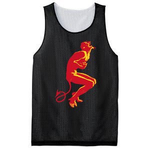 Cool Devil Devil Laughing In Red And Yellow Mesh Reversible Basketball Jersey Tank