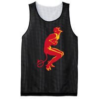 Cool Devil Devil Laughing In Red And Yellow Mesh Reversible Basketball Jersey Tank