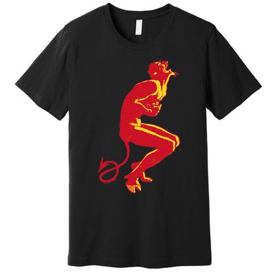 Cool Devil Devil Laughing In Red And Yellow Premium T-Shirt