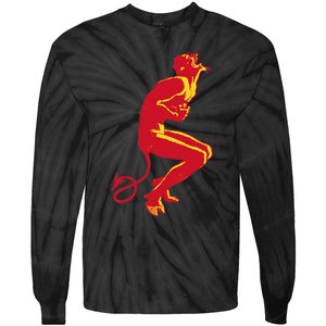 Cool Devil Devil Laughing In Red And Yellow Tie-Dye Long Sleeve Shirt