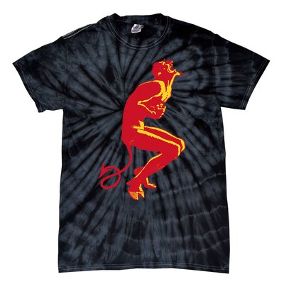 Cool Devil Devil Laughing In Red And Yellow Tie-Dye T-Shirt